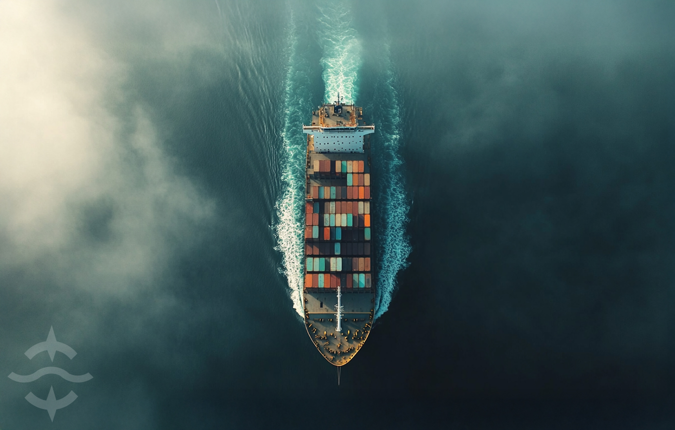 Bulk carrier sailing across the open ocean